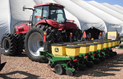 John Deere Planter with Case IH Tractor